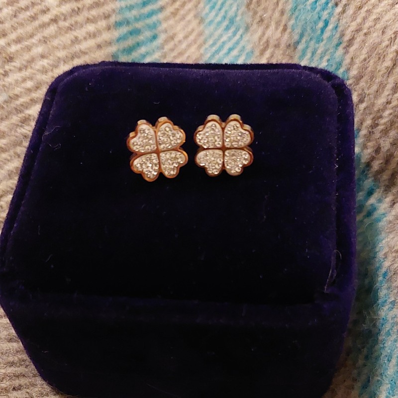 Folli Follie 玫瑰金四葉草造型耳環-1