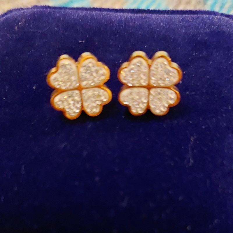 Folli Follie 玫瑰金四葉草造型耳環-2