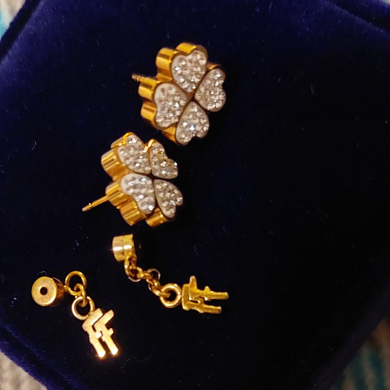 Folli Follie 玫瑰金四葉草造型耳環-3