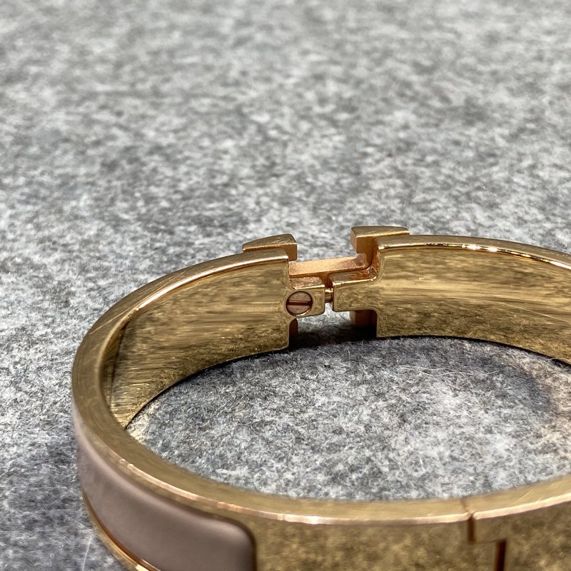 Hermes 愛馬仕 CLIC H 細版 奶茶色/金色 琺瑯H手鐲/手環/飾品-7