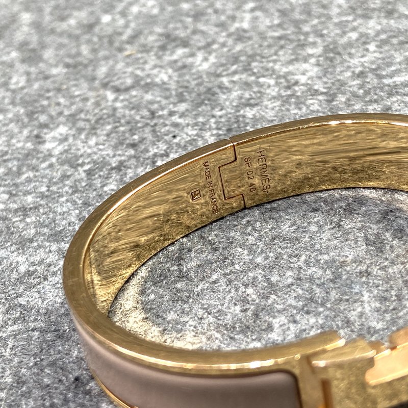 Hermes 愛馬仕 CLIC H 細版 奶茶色/金色 琺瑯H手鐲/手環/飾品-8