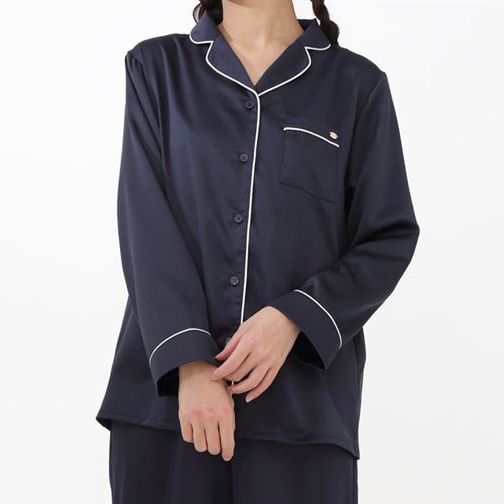 正品現貨｜日本 tutuanna 翻領緞面睡衣 - 炭黑色 --2