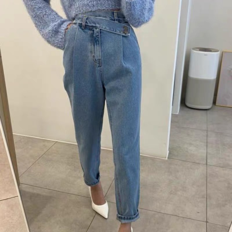 高腰老爺牛仔褲+寬鬆牛仔褲+一字領上衣-0