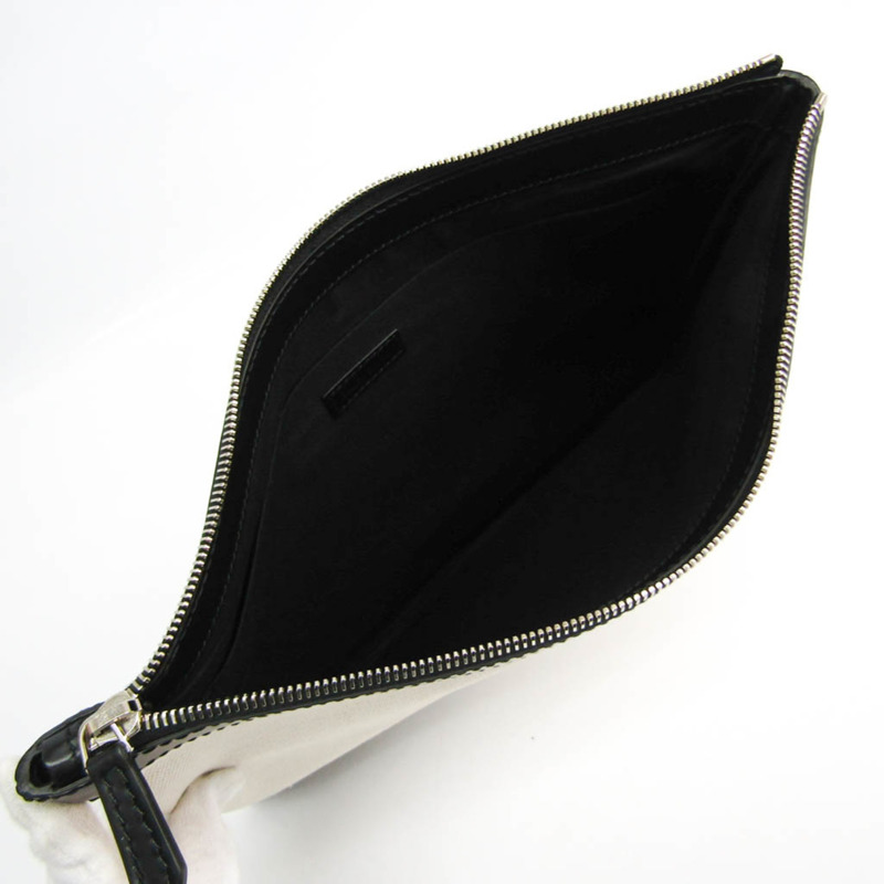 【日本直送】Balenciaga 海軍藍 Clip M 373834 女式帆布，皮革手拿包 黑色，灰白色-2