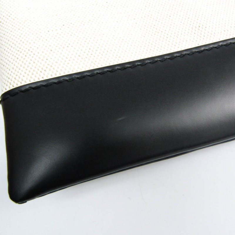 【日本直送】Balenciaga 海軍藍 Clip M 373834 女式帆布，皮革手拿包 黑色，灰白色-3