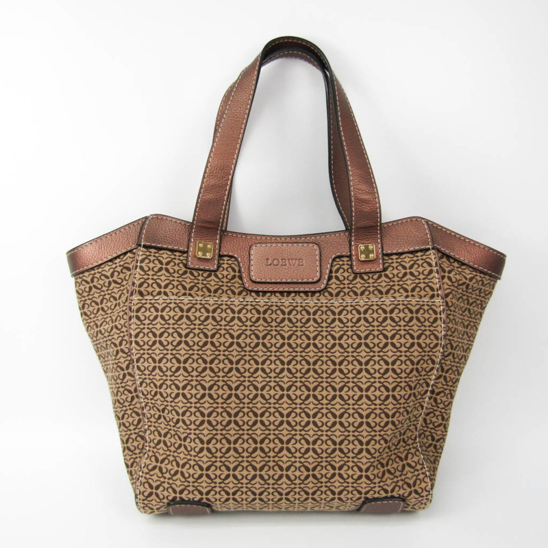 【日本直送】Loewe Anagram Total Pattern 女式皮革、帆布托特包米色、青銅色、深棕色-0