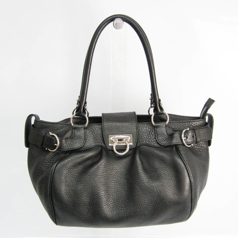 Salvatore Ferragamo Gancini DH-21 A050 女士皮革手提包 黑色