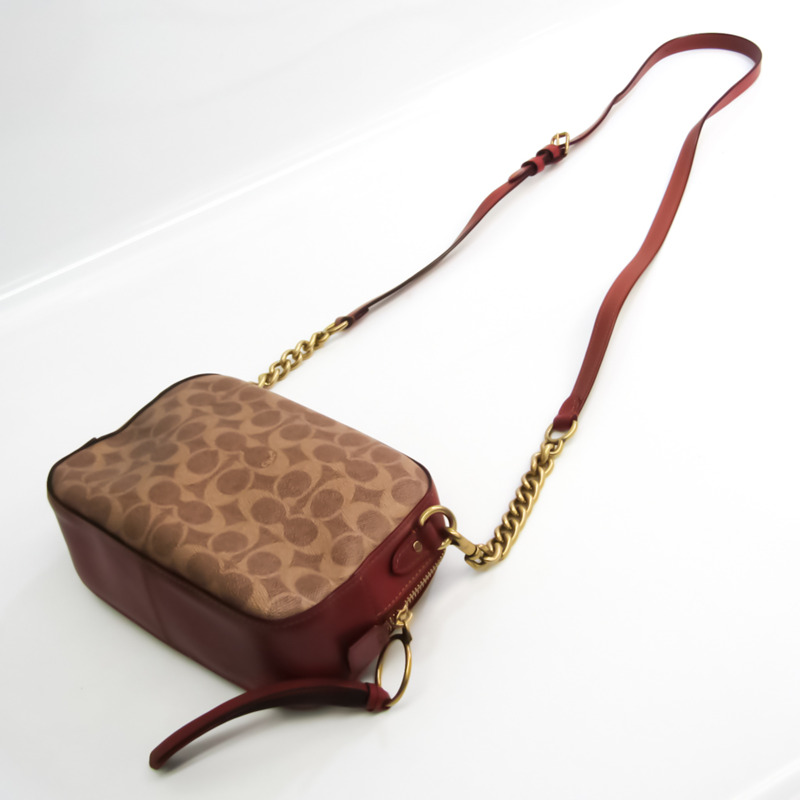 【日本直送】蔻馳 Signature 相機包 31208 女款塗層帆布,皮革單肩包 米色,棕色,紅棕色-1