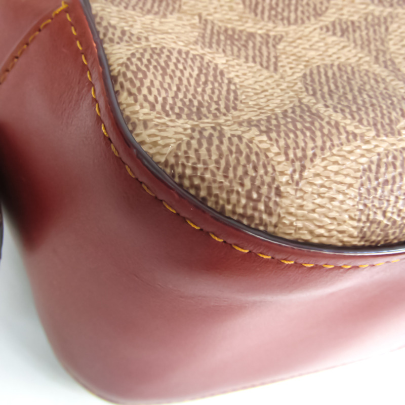 【日本直送】蔻馳 Signature 相機包 31208 女款塗層帆布,皮革單肩包 米色,棕色,紅棕色-4