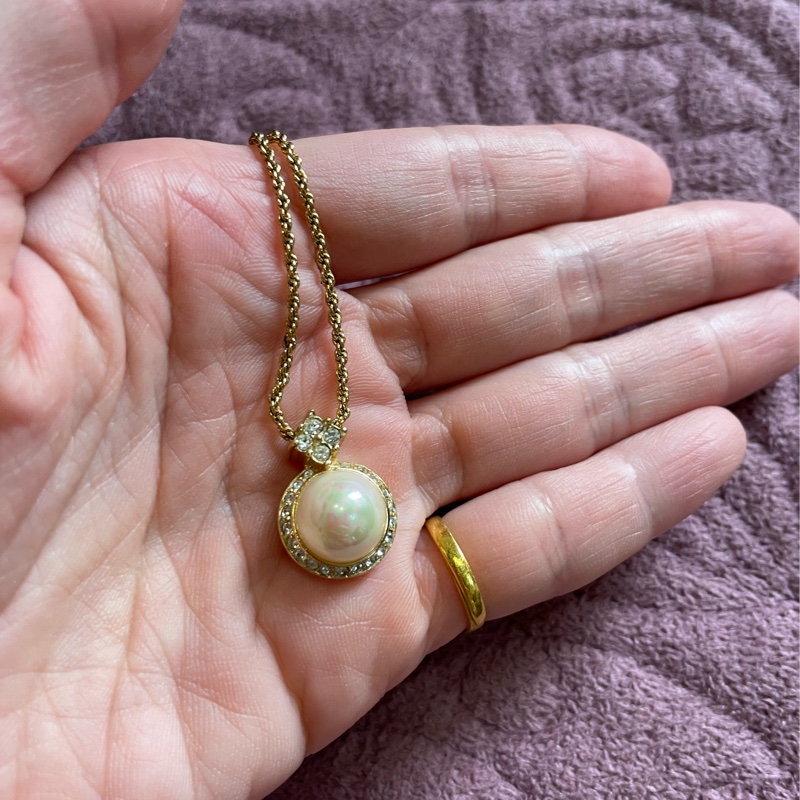 ChristianDior 珍珠水鑽項鍊-1