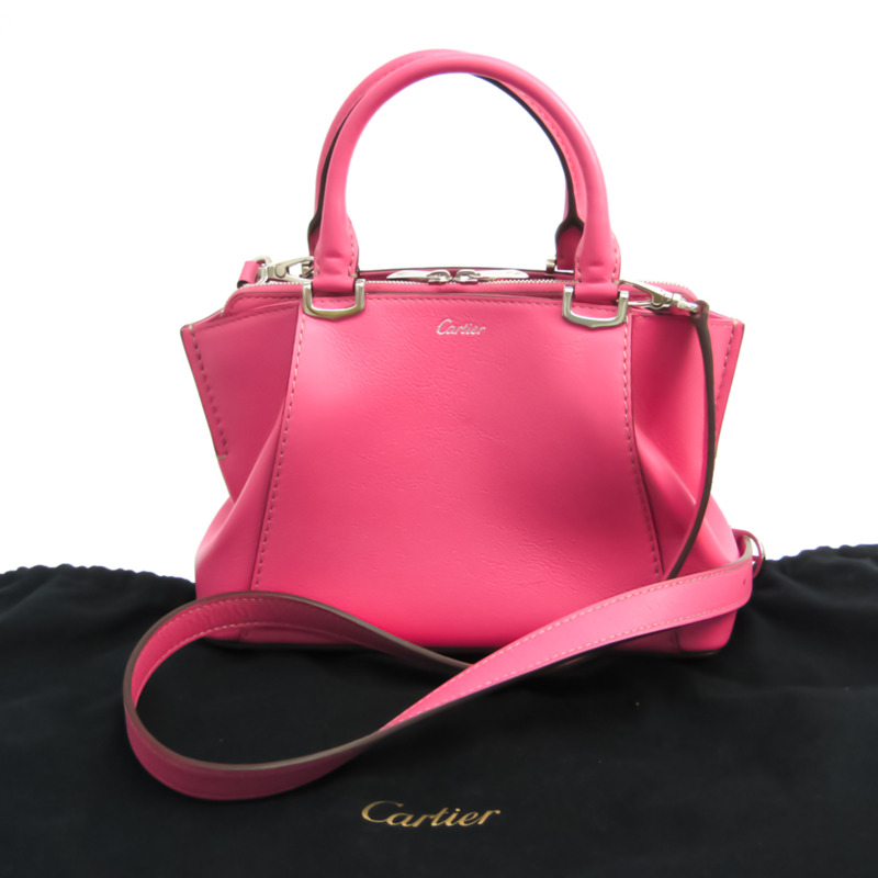 【日本直送】卡地亞 C DE CARTIER MINI L1001912 女士皮革單肩包 粉色-10