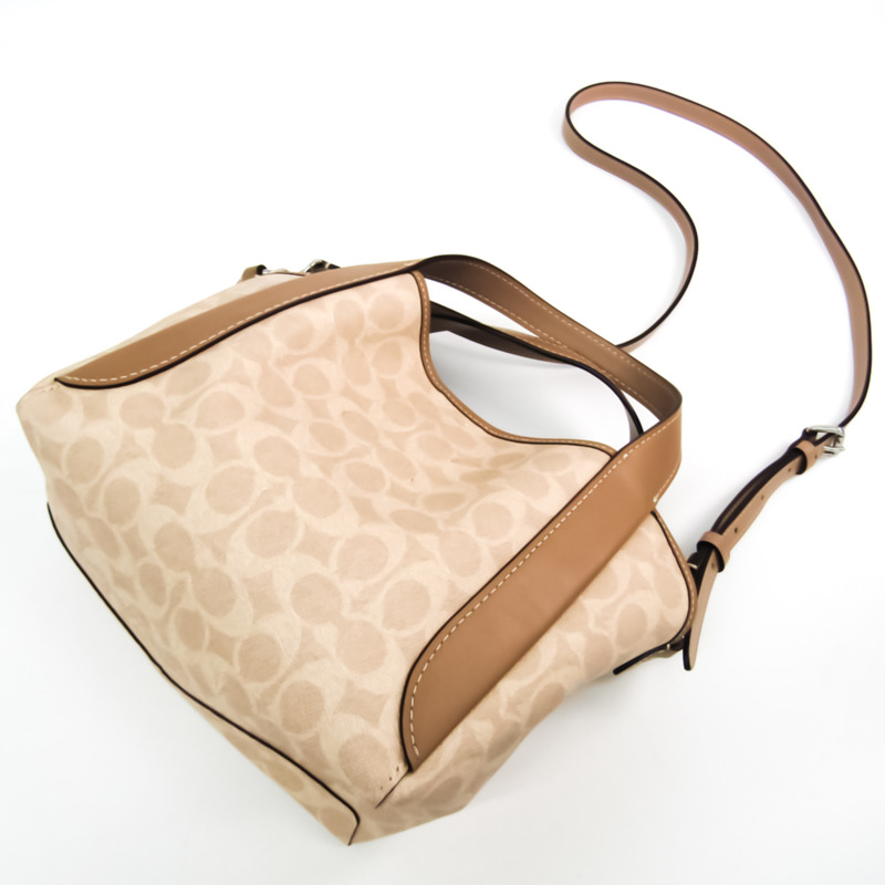 【日本直送】Coach Hadley Hobo 21 79251 女式 PVC，皮革手提包米色-1