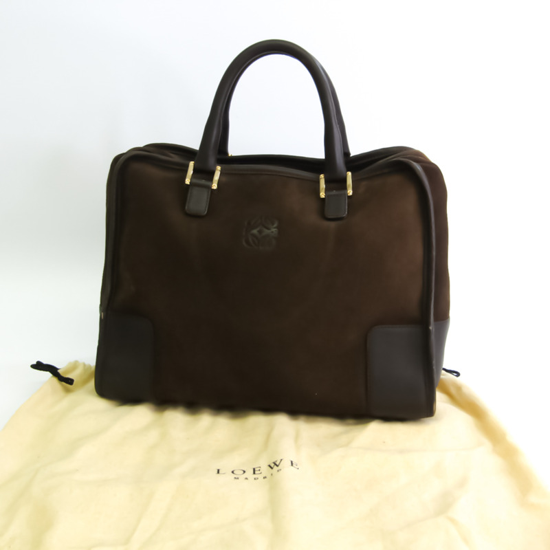 【日本直送】Loewe Amazona 32 女式皮革,麂皮手提包棕色,卡其棕色-12