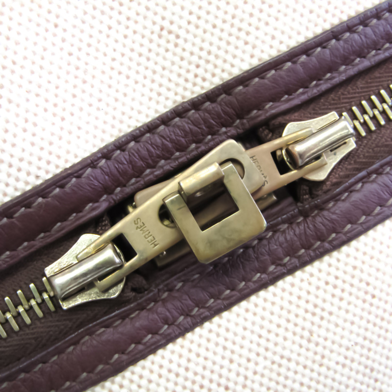 【日本直送】Hermes Victoria 43 Unisex Toile H,Ardennes 皮革波士頓包 米色,棕色-7