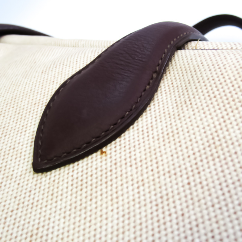 【日本直送】Hermes Victoria 43 Unisex Toile H,Ardennes 皮革波士頓包 米色,棕色-8