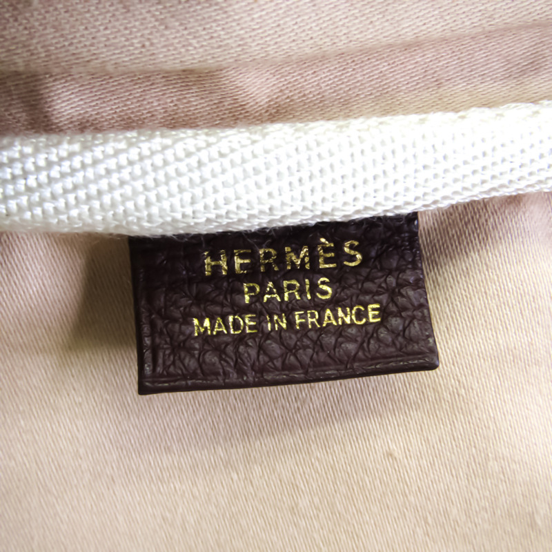 【日本直送】Hermes Victoria 43 Unisex Toile H,Ardennes 皮革波士頓包 米色,棕色-11