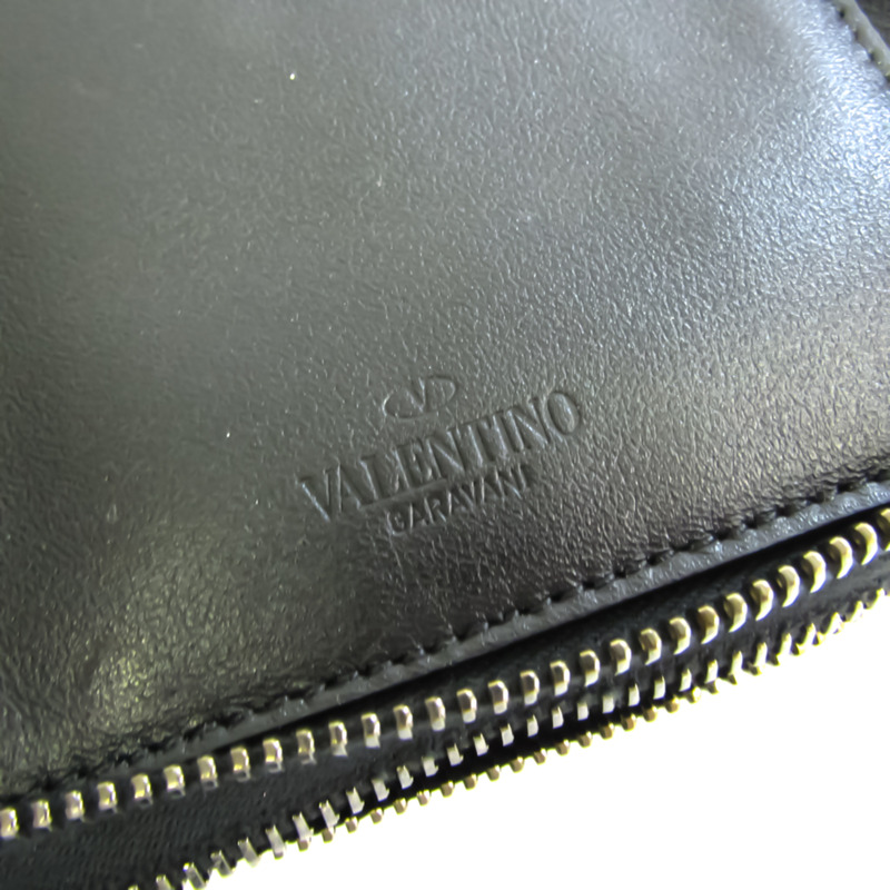 【日本直送】Valentino Garavani 男士皮革，帆布長錢包（雙折）黑色，棕色-10