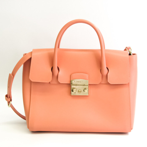 Furla 女士皮革手提包，單肩包 三文魚粉色