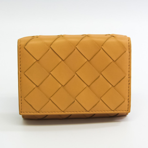 Bottega Veneta Intrecciato 中性皮革錢包（三折）淡橙色