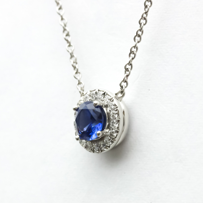 【日本直送】Tiffany Soleste 藍色藍寶石鑽石項鍊鉑金鑽石,藍寶石男士,女士時尚吊墜項鍊克拉/0.45-1