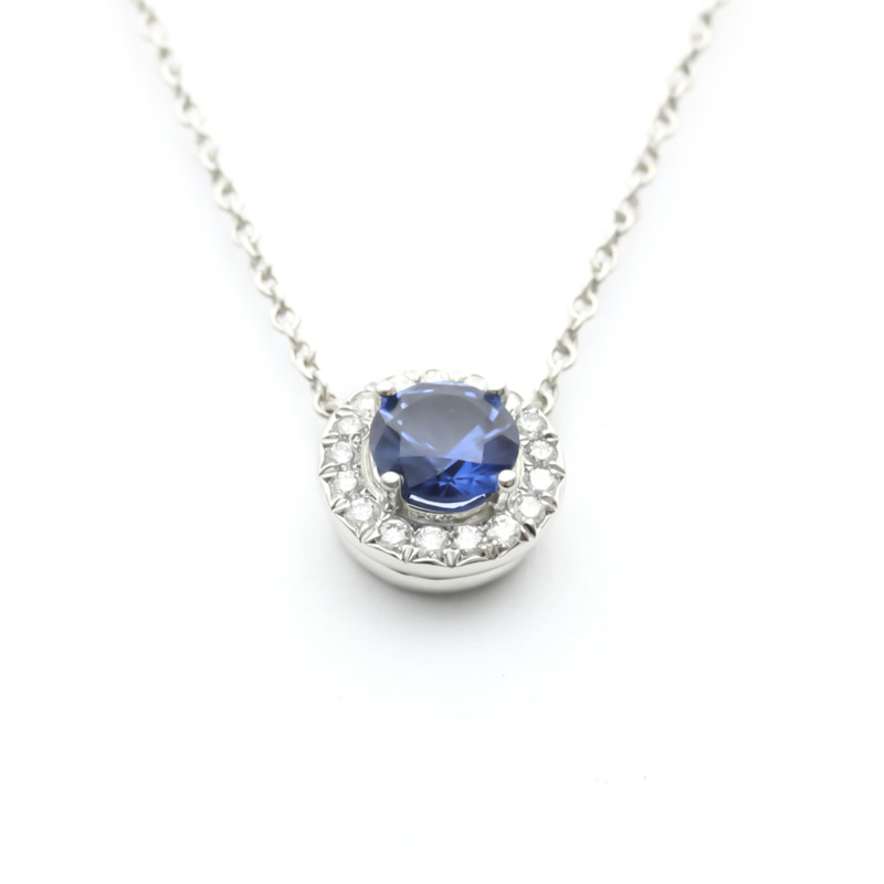 【日本直送】Tiffany Soleste 藍色藍寶石鑽石項鍊鉑金鑽石,藍寶石男士,女士時尚吊墜項鍊克拉/0.45-3