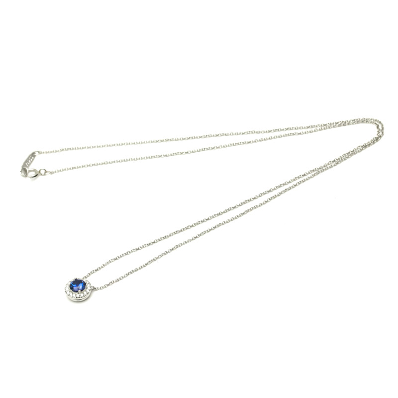 【日本直送】Tiffany Soleste 藍色藍寶石鑽石項鍊鉑金鑽石,藍寶石男士,女士時尚吊墜項鍊克拉/0.45-8