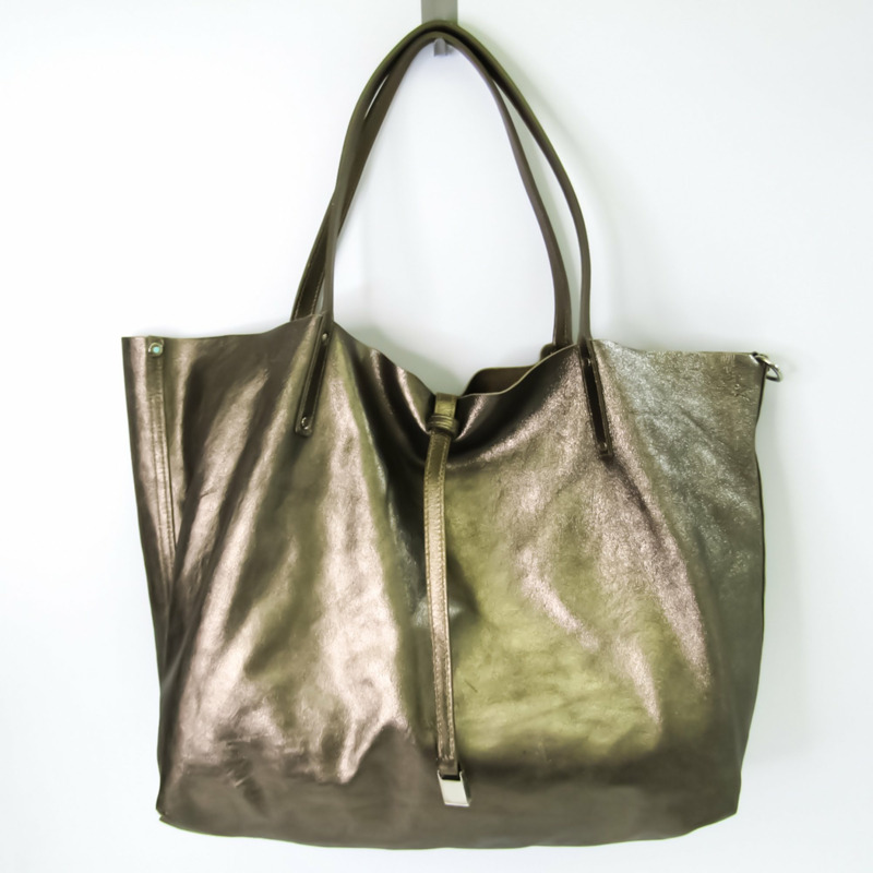 【日本直送】蒂芙尼女士皮革絨面革手提包金色-0