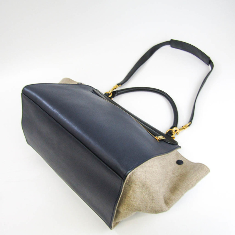 【日本直送】Celine Trapeze 169542 中性皮革,帆布手提包,單肩包 米色,黑色,海軍-1