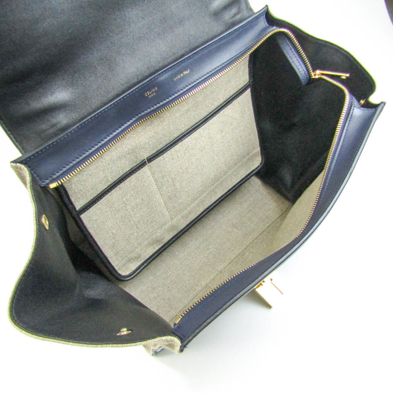 【日本直送】Celine Trapeze 169542 中性皮革,帆布手提包,單肩包 米色,黑色,海軍-2