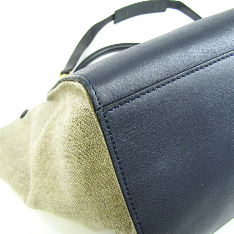 【日本直送】Celine Trapeze 169542 中性皮革,帆布手提包,單肩包 米色,黑色,海軍-3