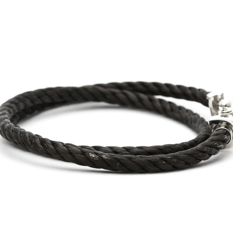 【日本直送】Fred Force 10 大號款不銹鋼，白金（18K）無石吊飾手鍊黑色，銀色-4