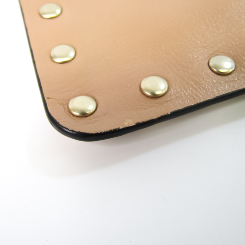 【日本直送】Valentino Garavani Lock 男式、女式皮革鉚釘手拿包米色-3