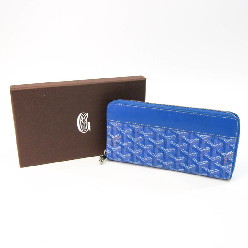 【日本直送】Goyard Matignon 男士、女士皮革長錢包（雙折）藍色-12