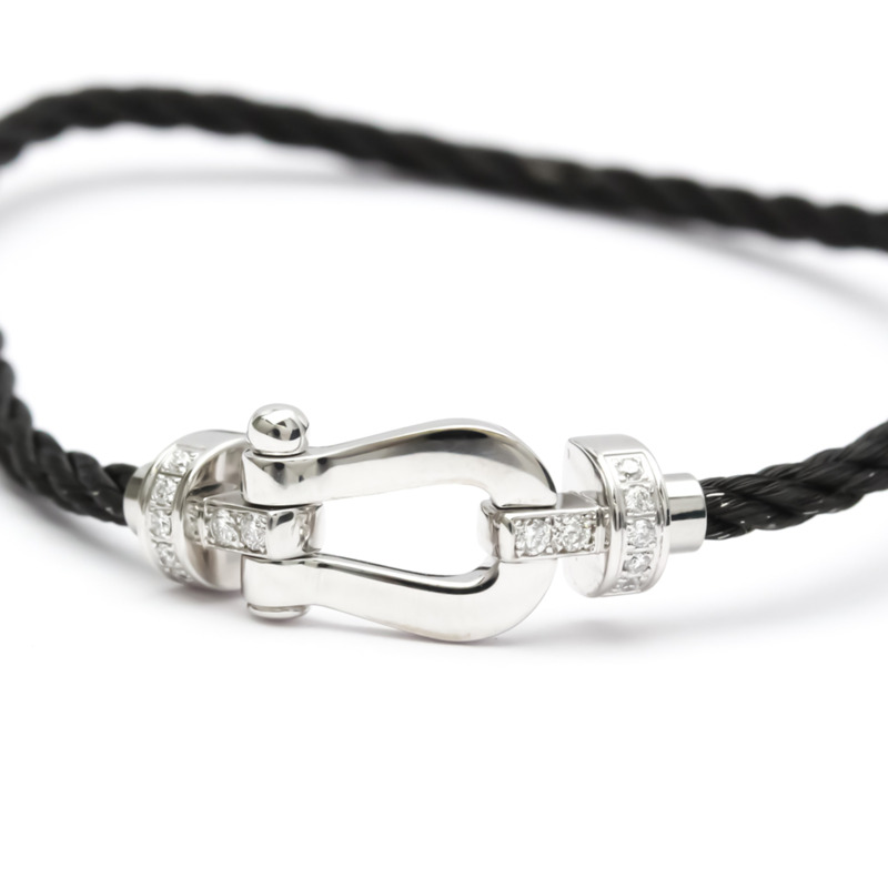 【日本直送】拋光 FRED Force 10 迷你 #15 鑽石 18K 白金鋼手鍊 BF552728-1