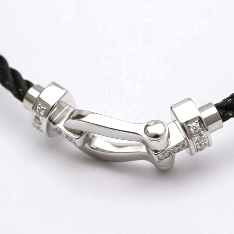 【日本直送】拋光 FRED Force 10 迷你 #15 鑽石 18K 白金鋼手鍊 BF552728-2