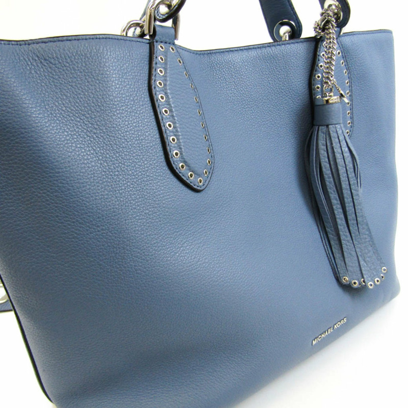 【日本直送】Michael Kors Brooklyn 大號挎包 30T7SBNS3L 女式皮革托特包 藍色-3