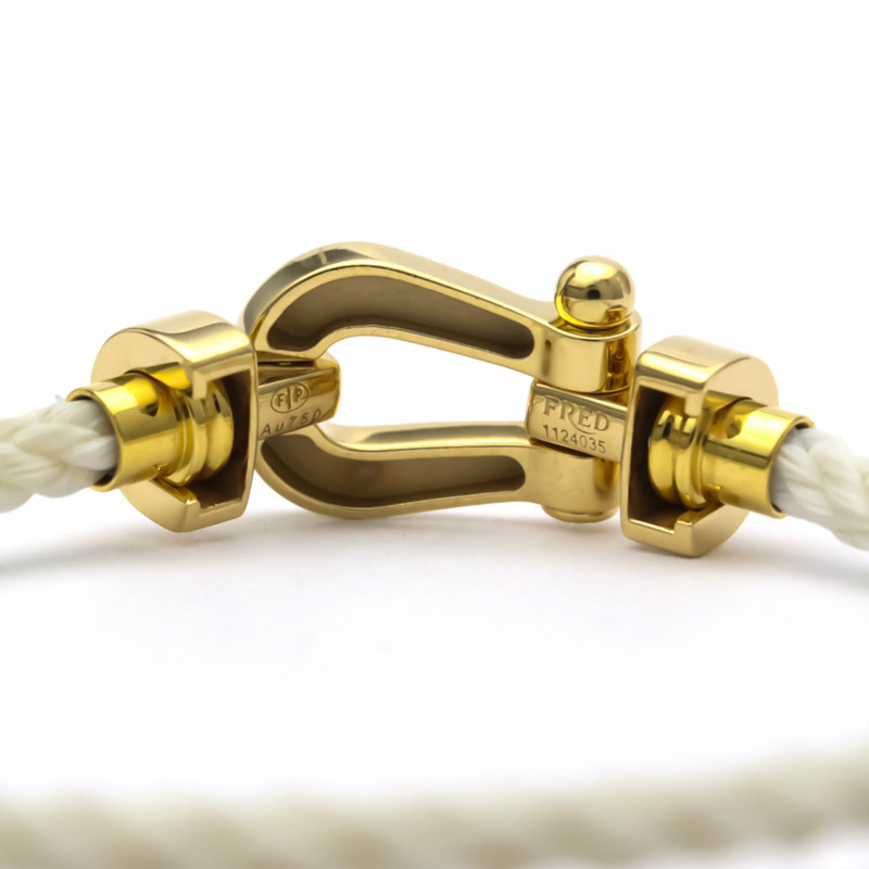 【日本直送】Fred Mini Force 10 中號不銹鋼，黃金 (18K) 無石魅力手鍊金【限時大折扣!!全面現打9折】-9