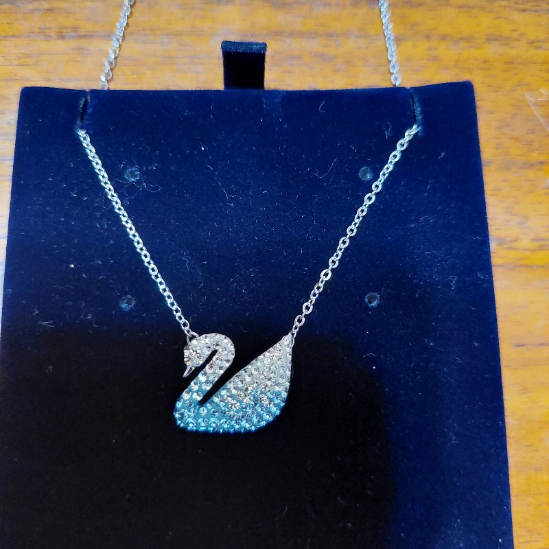 施華洛世奇漸層藍色天鵝項鍊正品-0