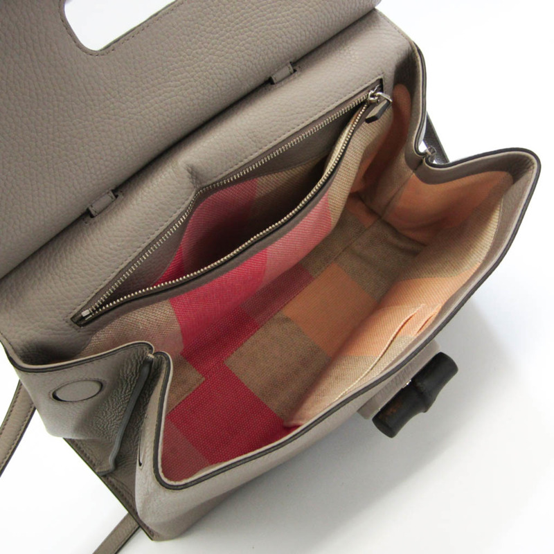 【日本直送】Gucci Daily Bamboo 392013 女款皮革，竹節手袋，單肩包 灰色-2