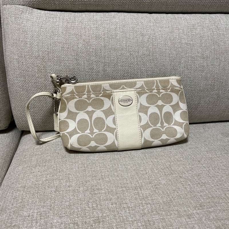 新款 Coach Swinger 20 小號腋下包 單肩手提包麻將包 米白色老花-0