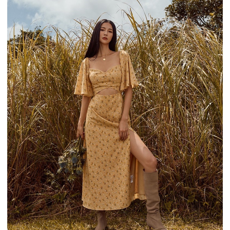 Mercci22碎花造型洋裝(w/f 浪花聯名款)s 全新-0