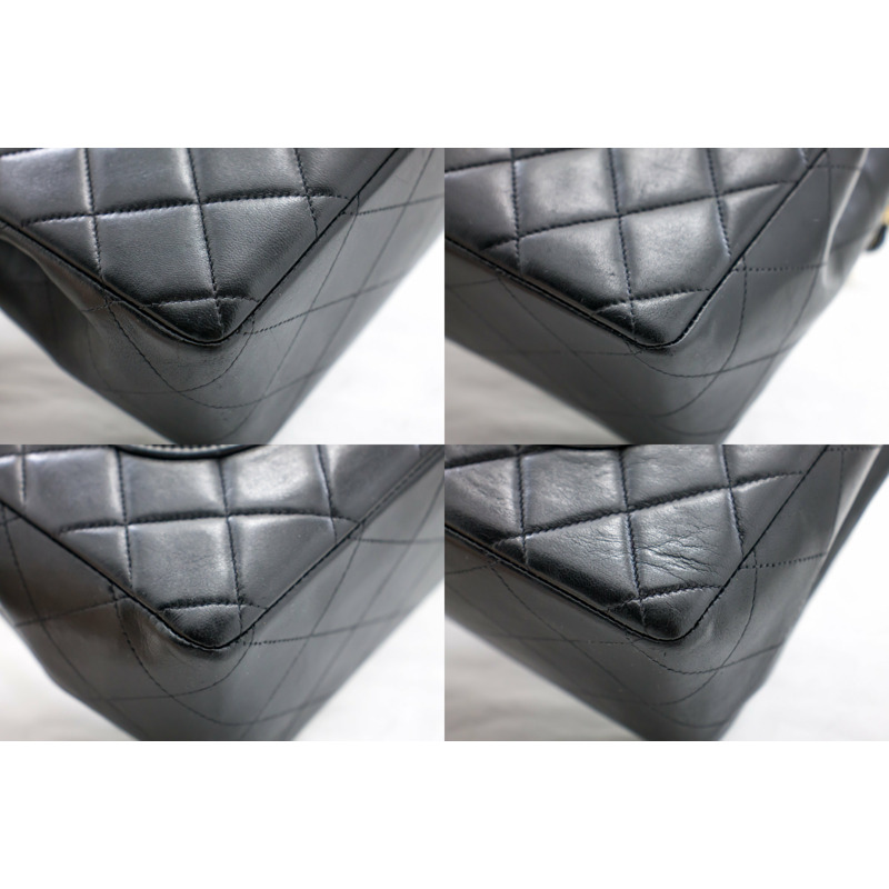 【日本直送】香奈兒 Jumbo 11 英寸大號鏈條單肩包翻蓋黑色小羊皮-5