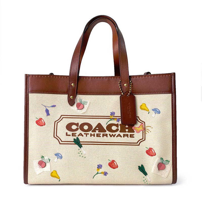 【COACH】coach 專櫃 field 30 garden tote 刺繡款托特包-1