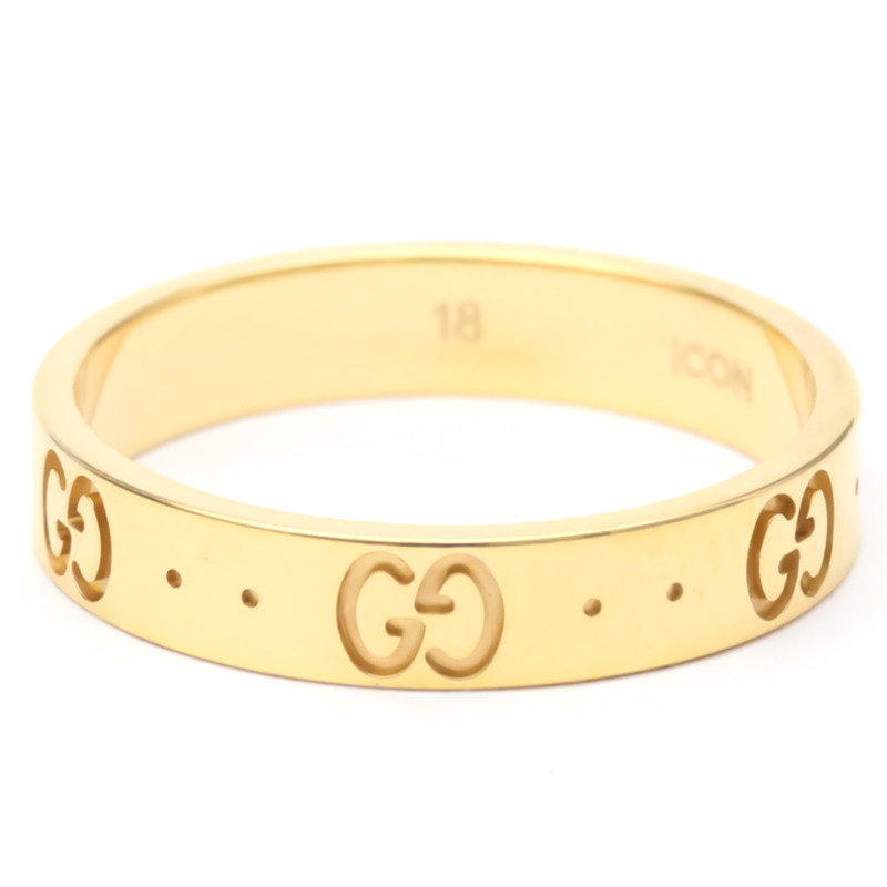 【日本直送】拋光 GUCCI 圖標戒指 #18 美國 8.5 18K 玫瑰金 PG 戒指 BF553991-2