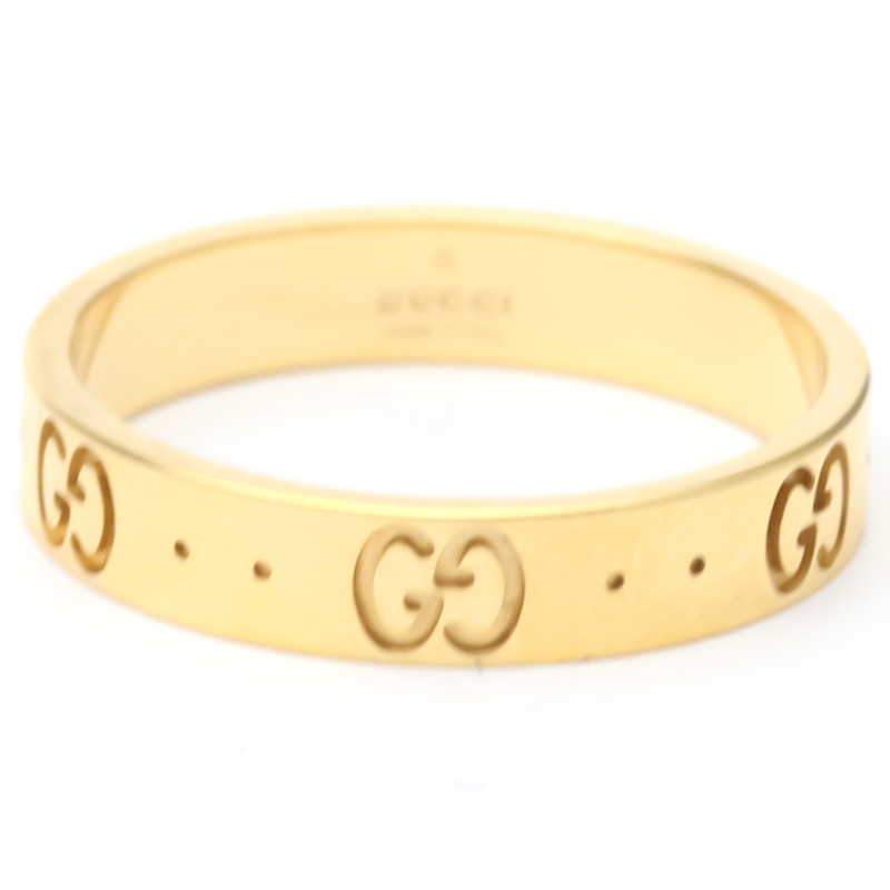 【日本直送】拋光 GUCCI 圖標戒指 #18 美國 8.5 18K 玫瑰金 PG 戒指 BF553991-4