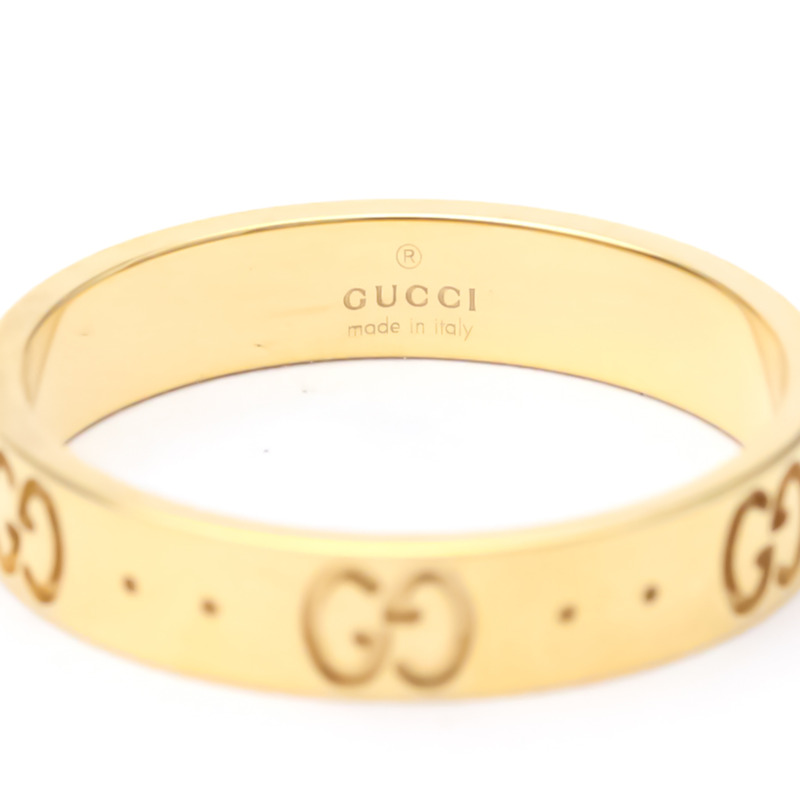 【日本直送】拋光 GUCCI 圖標戒指 #18 美國 8.5 18K 玫瑰金 PG 戒指 BF553991-5