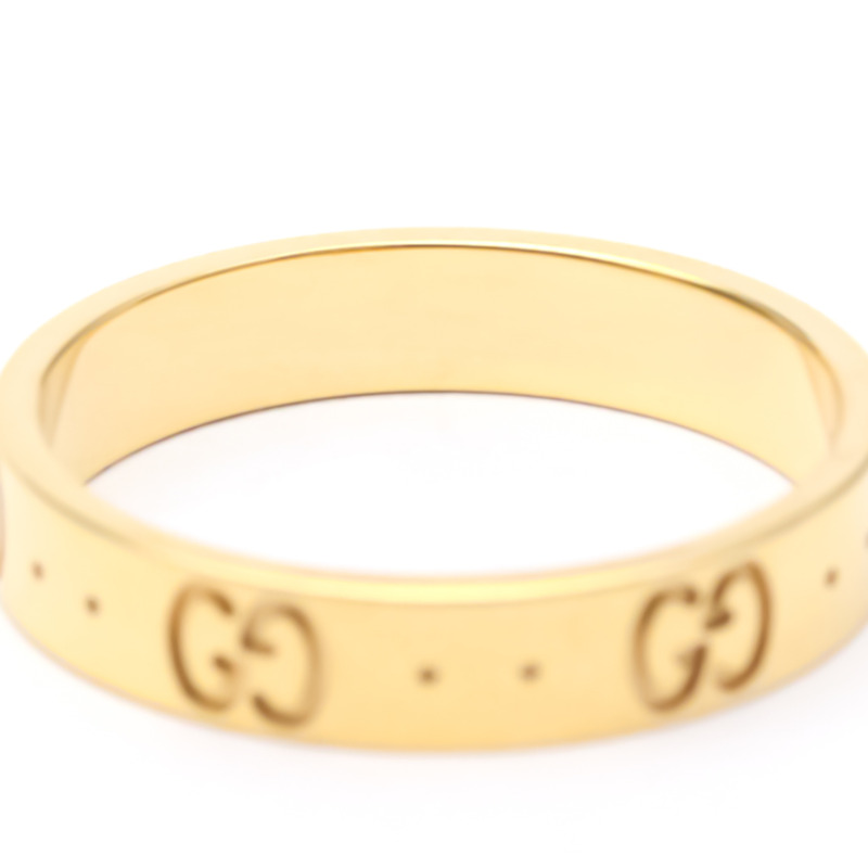 【日本直送】拋光 GUCCI 圖標戒指 #18 美國 8.5 18K 玫瑰金 PG 戒指 BF553991-8