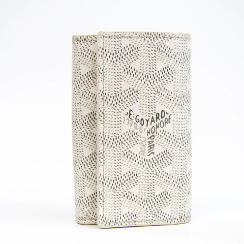 Goyard Saint-Michel 女士、男士塗層帆布鑰匙包人字紋白色