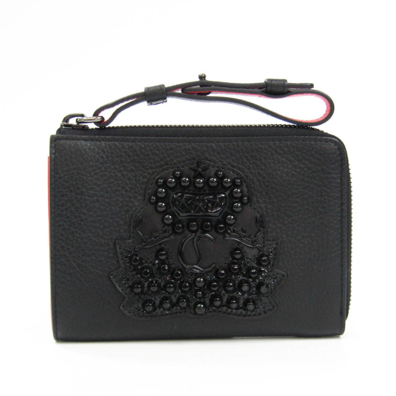 【日本直送】Christian Louboutin 3175117 男士,女士 皮革鉚釘錢包(雙折)黑色-0