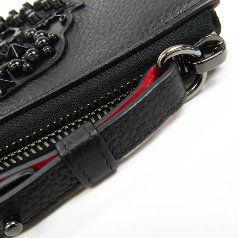 【日本直送】Christian Louboutin 3175117 男士,女士 皮革鉚釘錢包(雙折)黑色-4